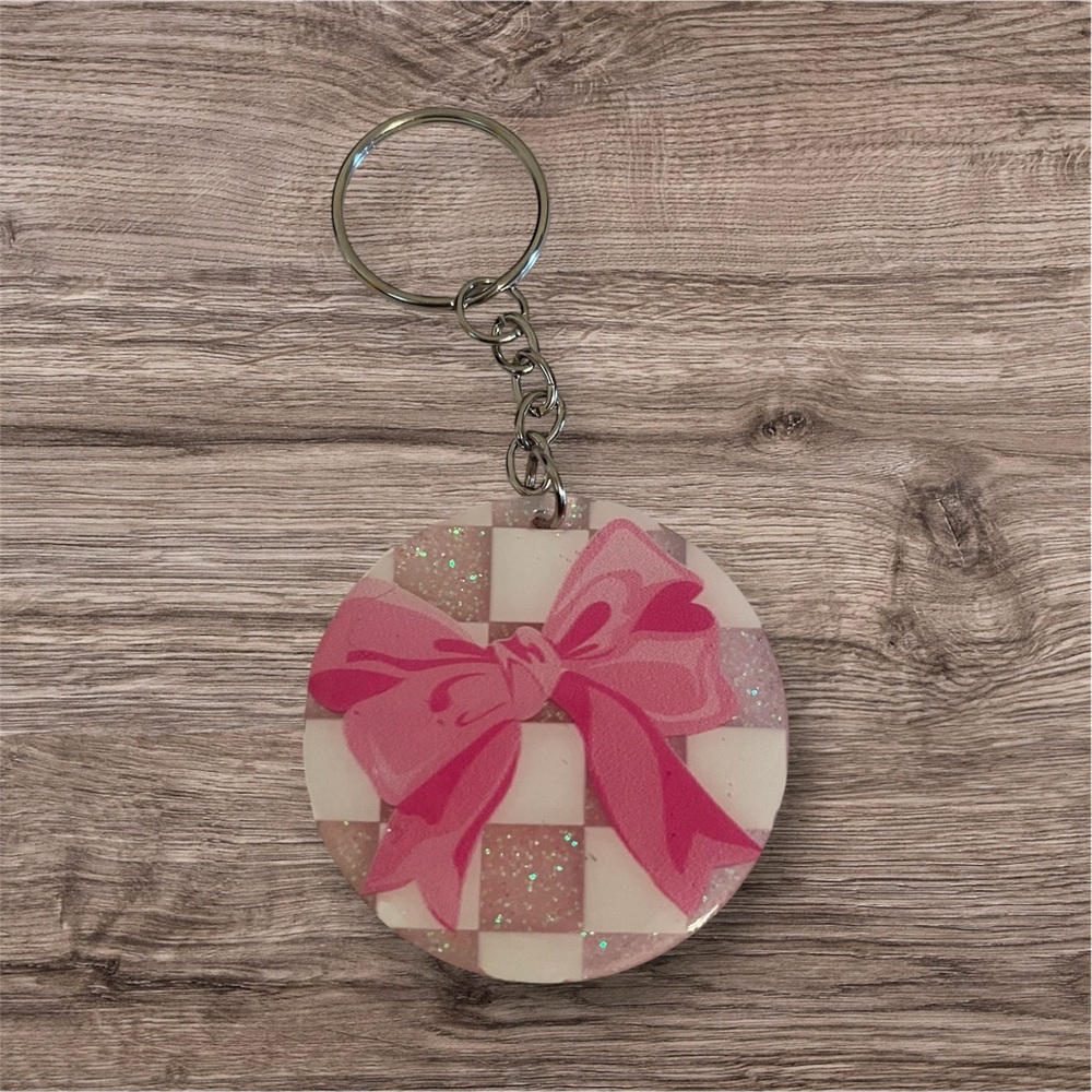 Pink Bow Keychain